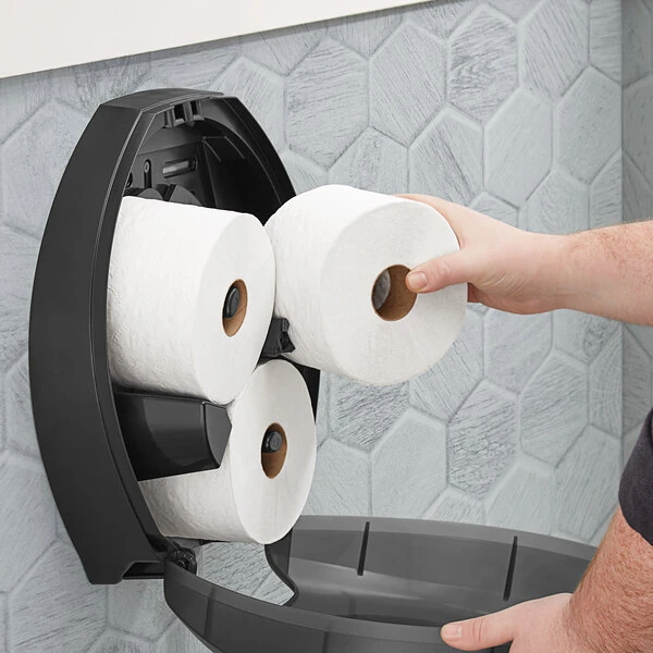 Tork Universal T11 4" x 4" 2-Ply Mid-Size 865 Sheet Toilet Paper Roll with Opticore - 36/Case