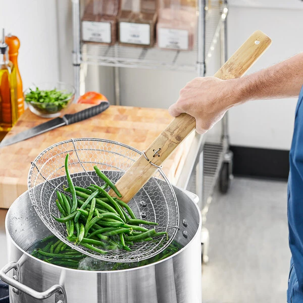 Emperor's Select 12" Stainless Steel Coarse Mesh Skimmer with Bamboo Handle