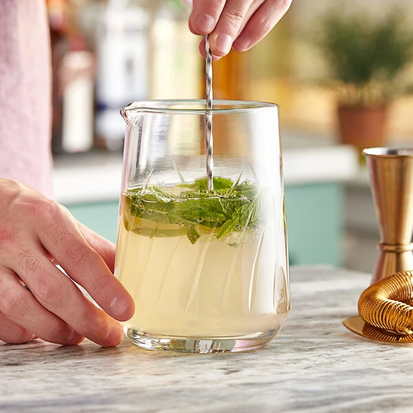 Acopa 25 oz. Striped Cut Cocktail Stirring / Mixing Glass