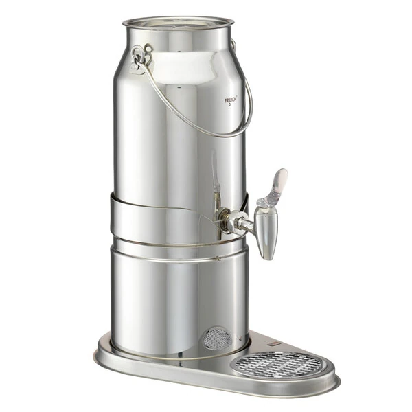 Frilich EMC050E 5.2 Qt. Stainless Steel Milk Dispenser Set with Stainless Steel Base