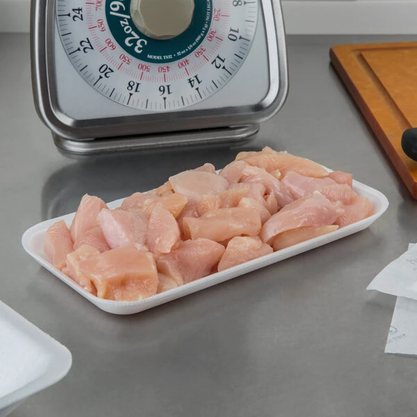 CKF 88117 (#17S) White Foam Meat Tray 8 1/4" x 4 1/2" x 1/2" - 1,000/Case