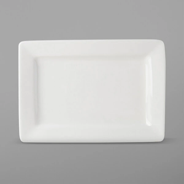 Tuxton ABU-550 Napa AlumaTux 8" x 5 1/2" Pearl White (European White) Rectangular China Plate - 12/Case