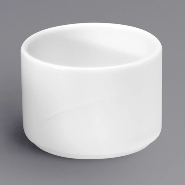 Oneida Eclipse by 1880 Hospitality F1100000705 8.75 oz. Stackable Embossed Bone China Bouillon Cup - 36/Case