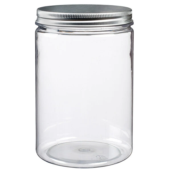 Solia BU14010BC Tornillo 33.8 oz. Clear Plastic Jar with Aluminum Lid - 36/Case