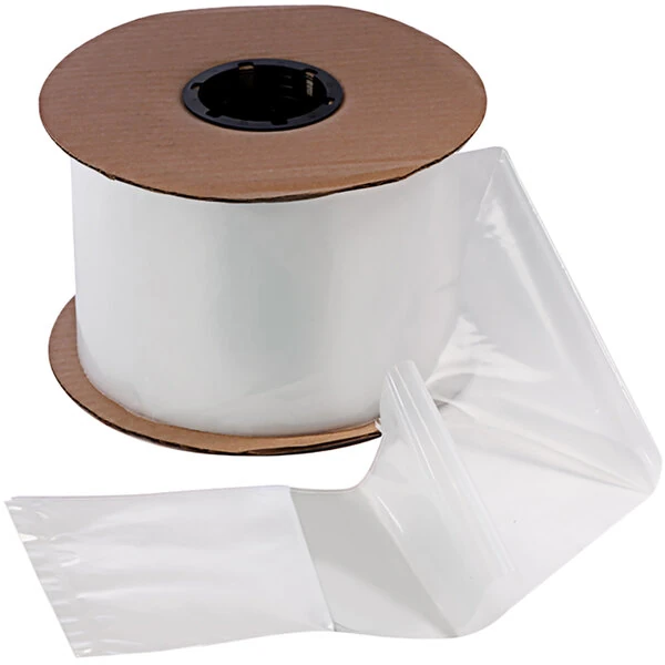 Lavex 3" x 5" 2 Mil White / Clear Polyethylene Auto Style Pre-Opened Bag on a Roll - 2,000/Roll