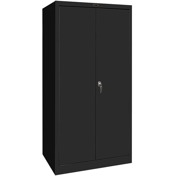 Hallowell 36" x 18" x 72" Black Storage Cabinet with Solid Doors - Assembled 415S18A-ME