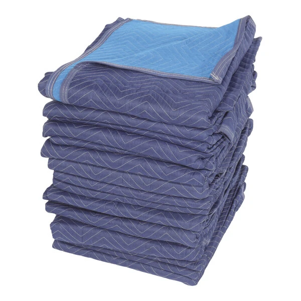 Vestil 72" x 80" Heavy-Duty Blue Non-Woven Fabric Moving Blanket QPC-7280-VP-12PK - 12/Case