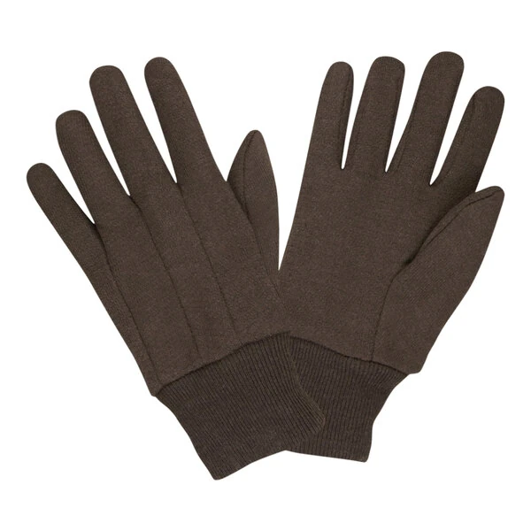 Cordova Men's Medium Weight Brown Cotton / Polyester Jersey Food-Safe Gloves - Large - 12/Pack