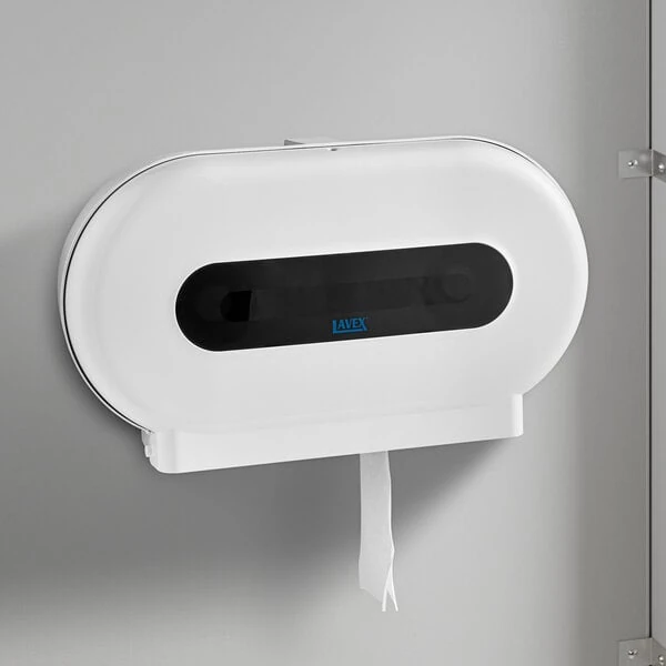 Lavex White Double Roll Jumbo Toilet Tissue Dispenser with Window