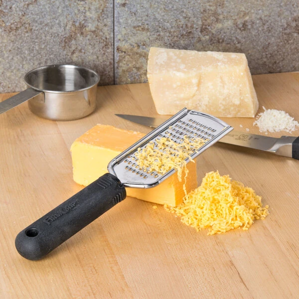 TableCraft E5615 9" Stainless Steel Fine Grater with Black FirmGrip Handle