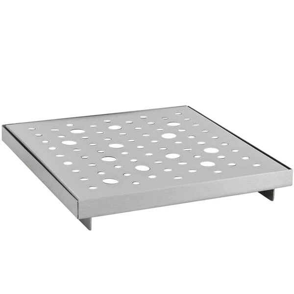 Front of the House 6" Square Silver Stainless Steel Footed Drip Tray - 6/Case