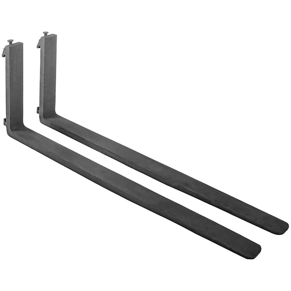 Vestil 60" x 1 1/2" Black Forged Steel Replacement Forks with Carriage Pin for Class 2 Carriage Mounting F4-1.50-60-CPL - 4,000 lb. Capacity - 2/Set