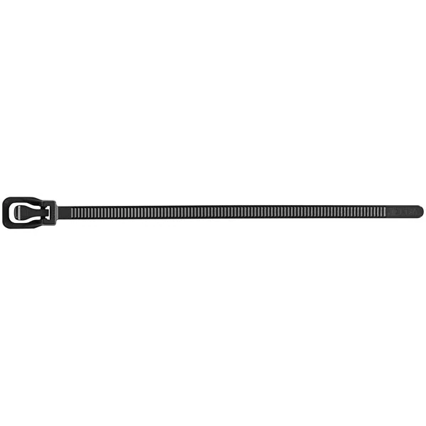 Retyz EveryTie Black 6" 50 lb. Tensile Strength (222N), 4.8 mm Strap Width Releasable / Reusable Cable Ties EVT-S06BK-HA - 20/Pack