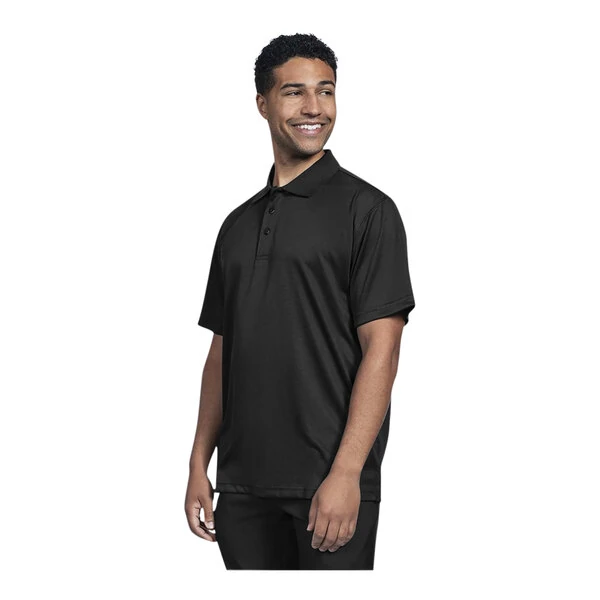 Uncommon Chef 50TJ01-R Men's Customizable Black Short Sleeve Moisture Wicking Polo Shirt - Polyester - XL