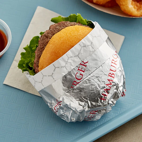 Bagcraft 10 1/2" x 14" "Hamburger" Insulated Honeycomb Foil Sandwich Wrap - 500/Pack