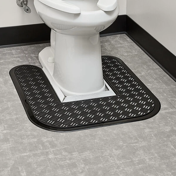 Lavex Black Disposable Toilet Floor Mat - 6/Case