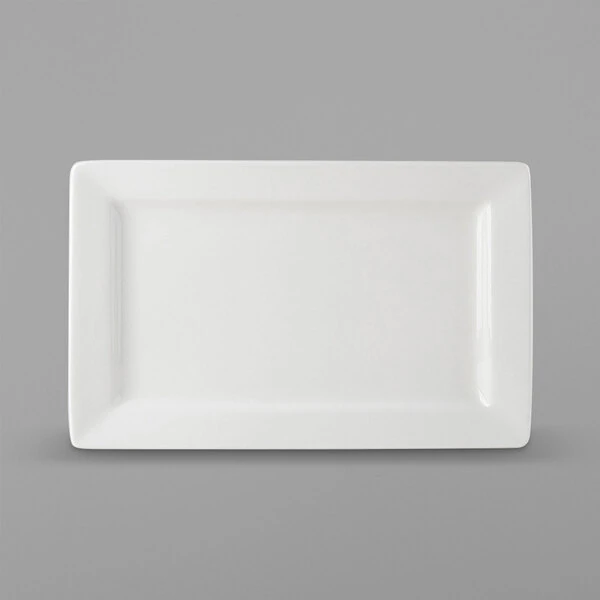 Tuxton ABU-551 Napa AlumaTux 11" x 7" Pearl White (European White) Rectangular China Plate - 12/Case