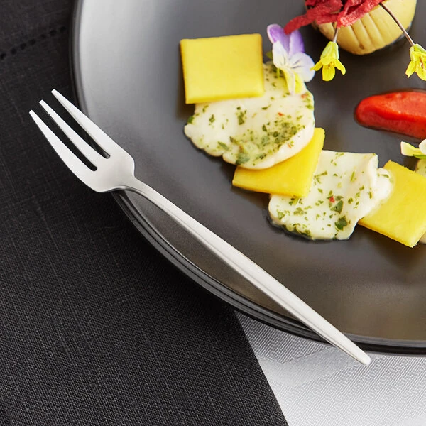 Acopa Odin 5 3/8" 18/8 Brushed Stainless Steel Extra Heavy Weight Forged Oyster / Appetizer / Cocktail Fork - 12/Case