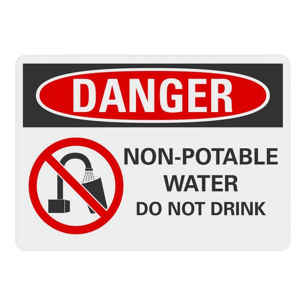 Lavex 14" x 10" Engineer-Grade Reflective Aluminum "Danger / Non-Potable Water / Do Not Drink" Safety Sign with Symbol