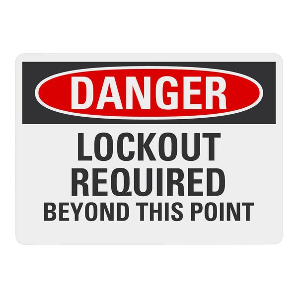 Lavex 14" x 10" Engineer-Grade Reflective Adhesive Vinyl "Danger / Lockout Required Beyond This Point" Safety Label