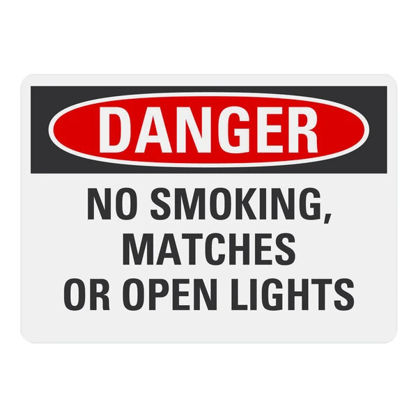 Lavex 14" x 10" Non-Reflective Adhesive Vinyl "Danger / No Smoking, Matches Or Open Lights" Safety Label