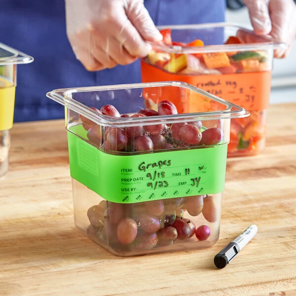 Choice Green 1/6 Size Write-On Food Pan Band