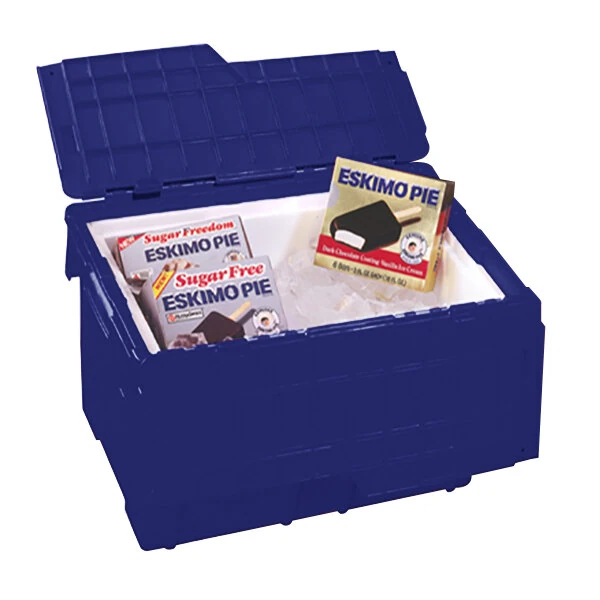 Polar Tech 21 3/4" x 15 1/8" x 12 7/8" Blue Reusable Heavy Duty Plastic Tote