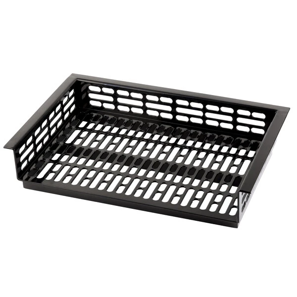 TableCraft CW1066BK Simple Solutions 21 1/4" x 13 7/8" x 3" Black Cast Aluminum Perforated Single Cold Well Drop-In Template