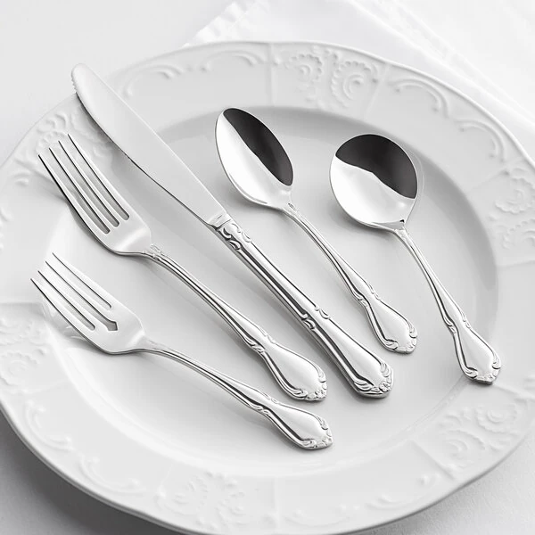 Acopa Blair 18/8 Stainless Steel Extra Heavy Weight Flatware Set with Service for 12 - 60/Pack