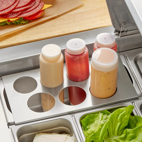 FIFO Innovations 280-1625 Stainless Steel 7 Hole Squeeze Bottle Holder for 1/3 Size Pan