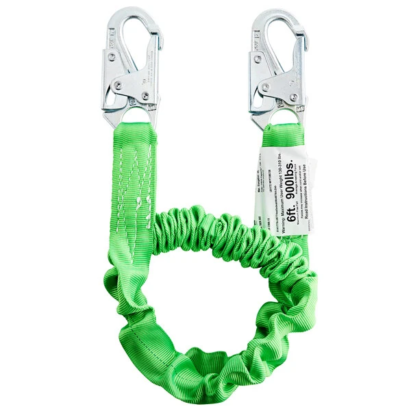 Honeywell Manyard II 6' Green Stretchable Shock-Absorbing Lanyard with Snap Hook Anchorage Connector 216M-Z7/6FTGN