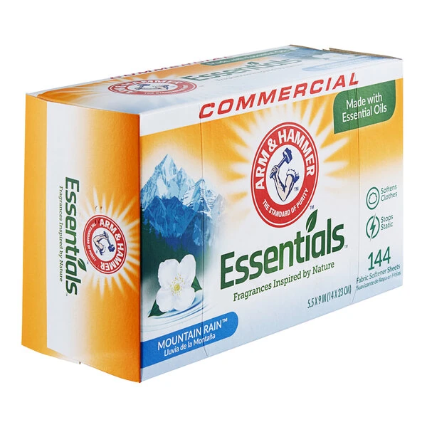 Arm & Hammer® 144-Count Essentials Mountain Rain Dryer Sheets - 6/Case