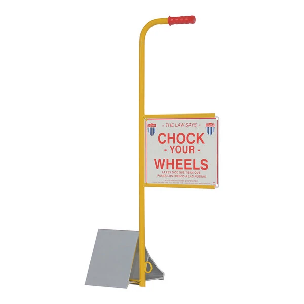 Vestil 11 7/8" x 7" x 7 11/16" Aluminum Wheel Chock with Ergonomic Handle and Sign EALUM-7-HS
