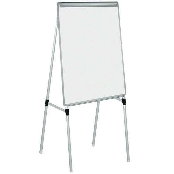 MasterVision EA2300335MV Silver Easy Clean 28" x 39 1/2" Dry Erase Quad-Pod Telescoping Presentation Easel with Silver Frame