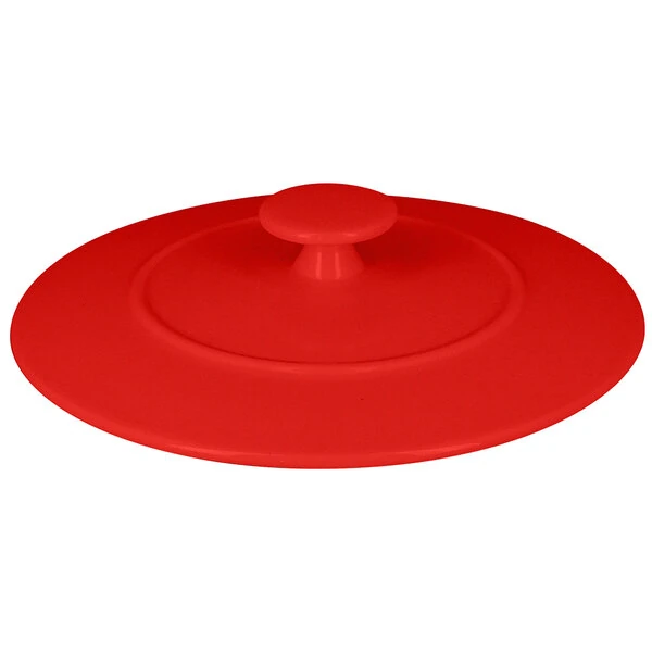 RAK Porcelain Chef's Fusion 6 3/8" x 1 1/8" Ember Red Porcelain Cocotte Lid - 6/Case