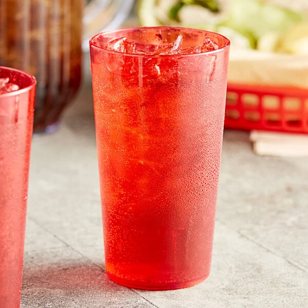 Choice 12 oz. Red Plastic Pebbled Tumbler - 12/Pack