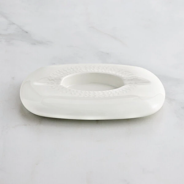 RAK Porcelain Leon 8 1/4" x 6 3/8" Ivory Embossed Porcelain Cigar Ashtray - 2/Case