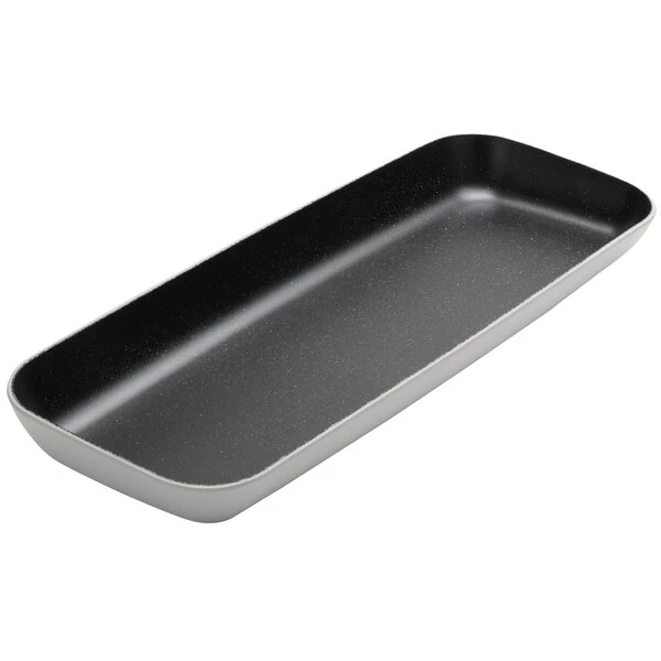 American Metalcraft Lift 24" x 9 1/2" Speckled Black and White Slanted Melamine Platter