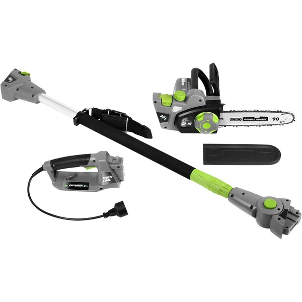 Earthwise 4-in-1 Multi-Tool Pole with Handheld 8" Corded Electric Chainsaw and 18" Hedge Trimmer CVP41810 - 120V, 60Hz, 7 Amp / 4.5 Amp
