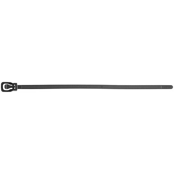 Retyz EveryTie Black 6" 50 lb. Tensile Strength (222N), 4.8 mm Strap Width Releasable / Reusable Cable Ties EVT-S06BK-TA - 100/Pack