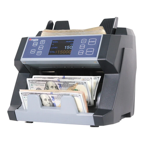 Cassida B-6600UM 1,400 Bill Per Minute 1-Pocket Top Loading Bill Counter with UV / Magnetic Counterfeit Detection