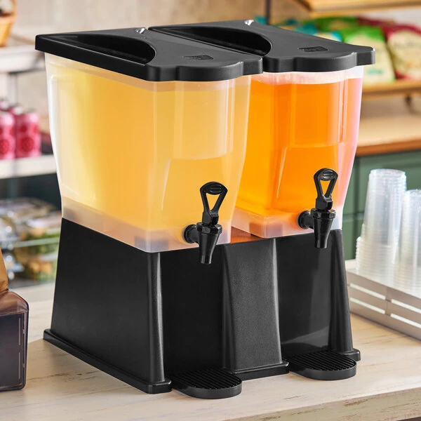 Choice Double 3 Gallon Beverage / Juice Dispenser with Black Stand