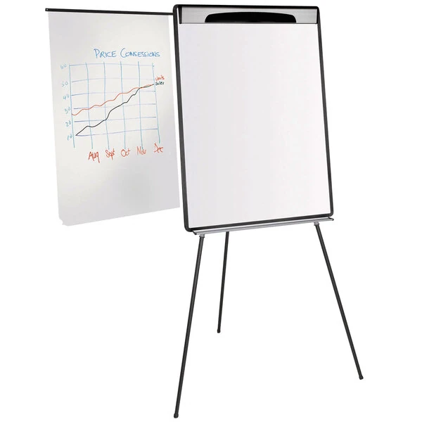 MasterVision EA23062119 Gold Ultra 28" x 38 1/2" Magnetic Dry Erase Tripod Style Telescoping Easel with Black and Silver Frame