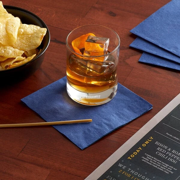 Choice Navy Blue 2-Ply Customizable Beverage / Cocktail Napkin - 1,000/Case