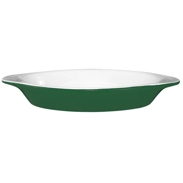 International Tableware 8 oz. Green and White Two-Tone Stoneware Rarebit - 36/Case
