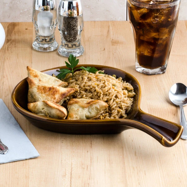 Tuxton BAP-100 12 oz. Caramel China Fry Pan Server - 12/Case