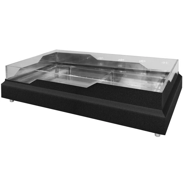 Eastern Tabletop RB3620MB 36 1/2" x 20 3/4" x 5" Rectangular Black Coated Stainless Steel Raw Bar with Wave Design