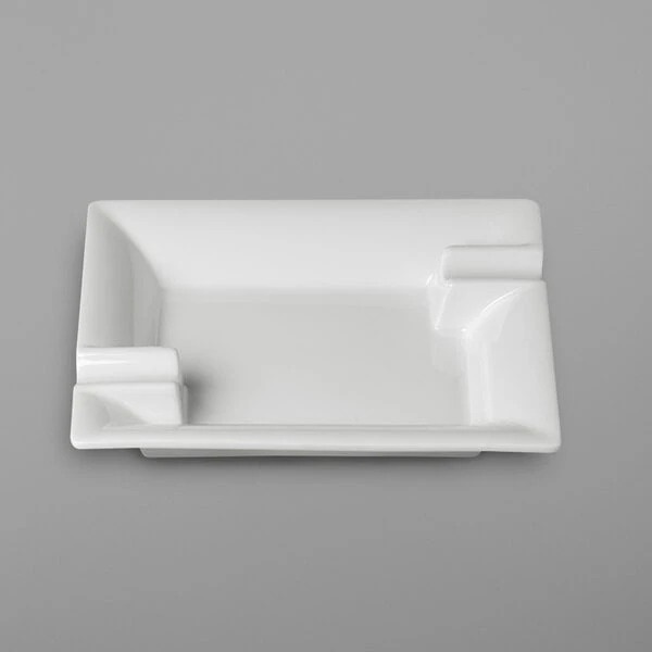 RAK Porcelain Banquet 7 7/8" Ivory Porcelain Rectangular Cigar Ashtray - 2/Case