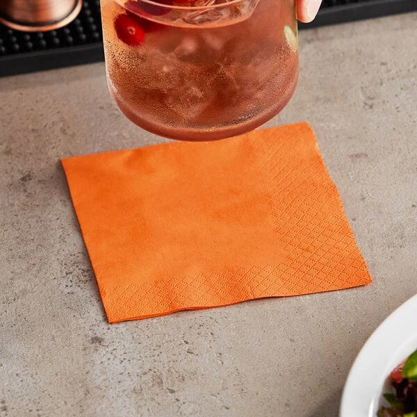 Choice Orange 2-Ply Beverage / Cocktail Napkin - 1,000/Case