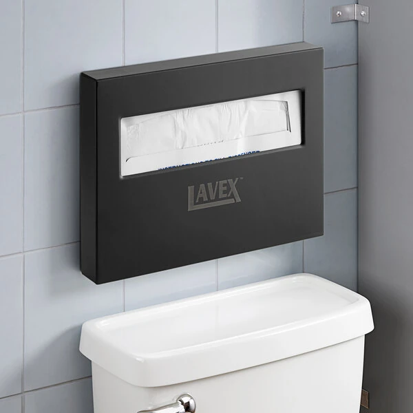 Lavex Matte Black Stainless Steel Surface-Mounted Toilet Seat Cover Dispenser